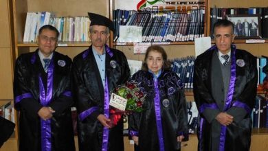صورة مناقشة رسالة ماجستير في علاقة التراث بثقافة المجتمع في جامعة دمشق