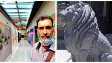 صورة النحات لطفي برجاس” أعجبت بفن العمارة  لما فيه من جمال ،وتعاملي مع الحجر هو حب وصدق والتصاق
